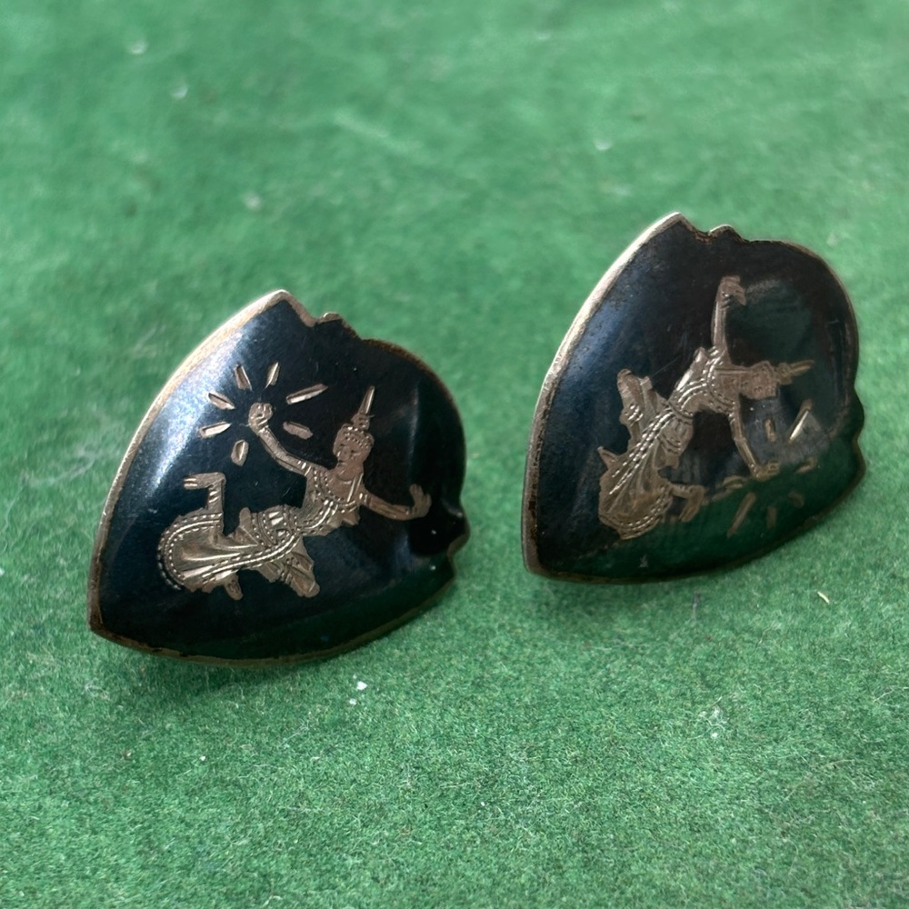 Vintage Manimekhala Silver Earrings